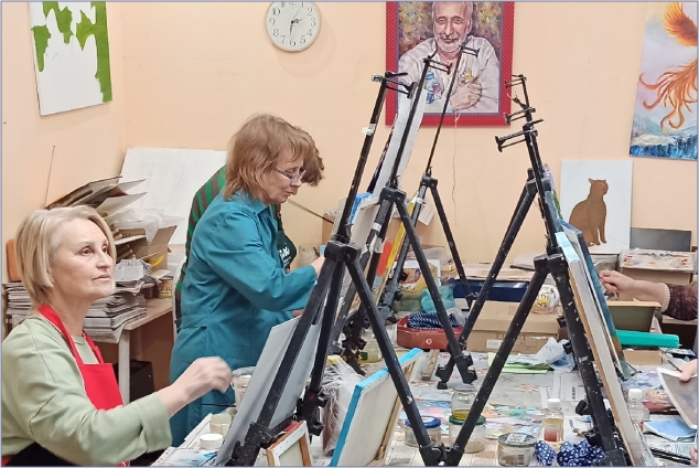 Коллективная выставка новосибирской студии творчества «Добро», под руководством А. Е. Шамовского